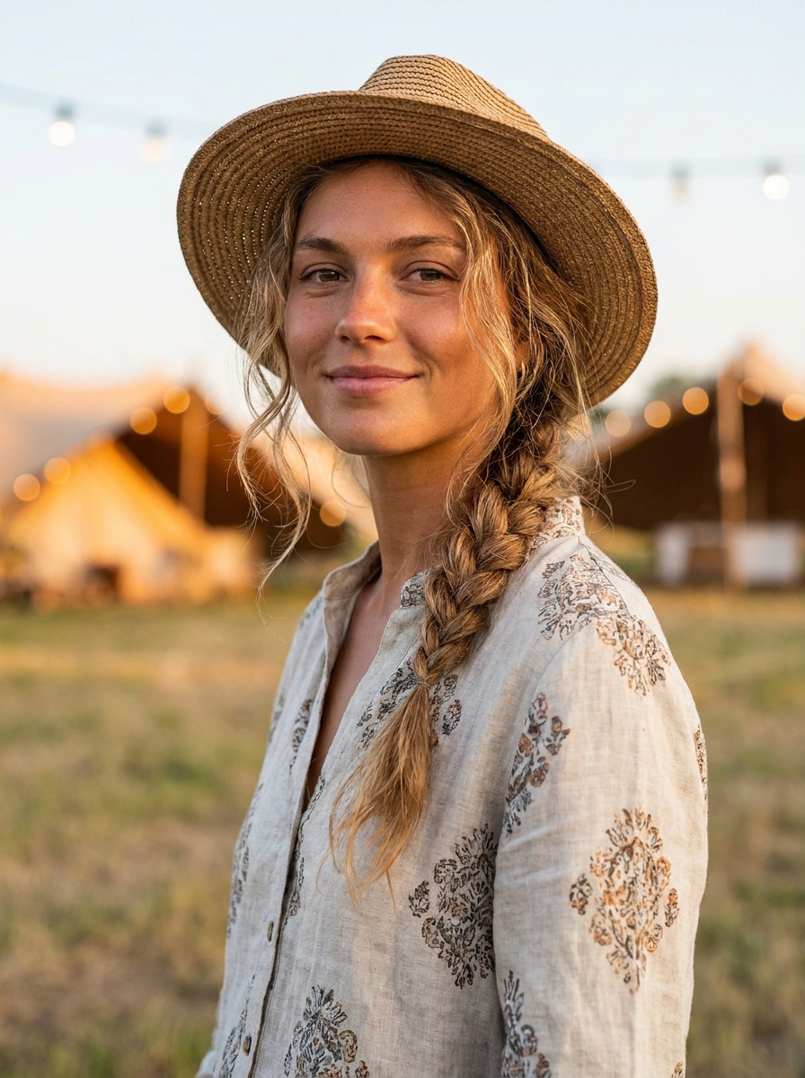 Messy Braid mit lockerem Finish als Festival Frisuren Inspiration 2026